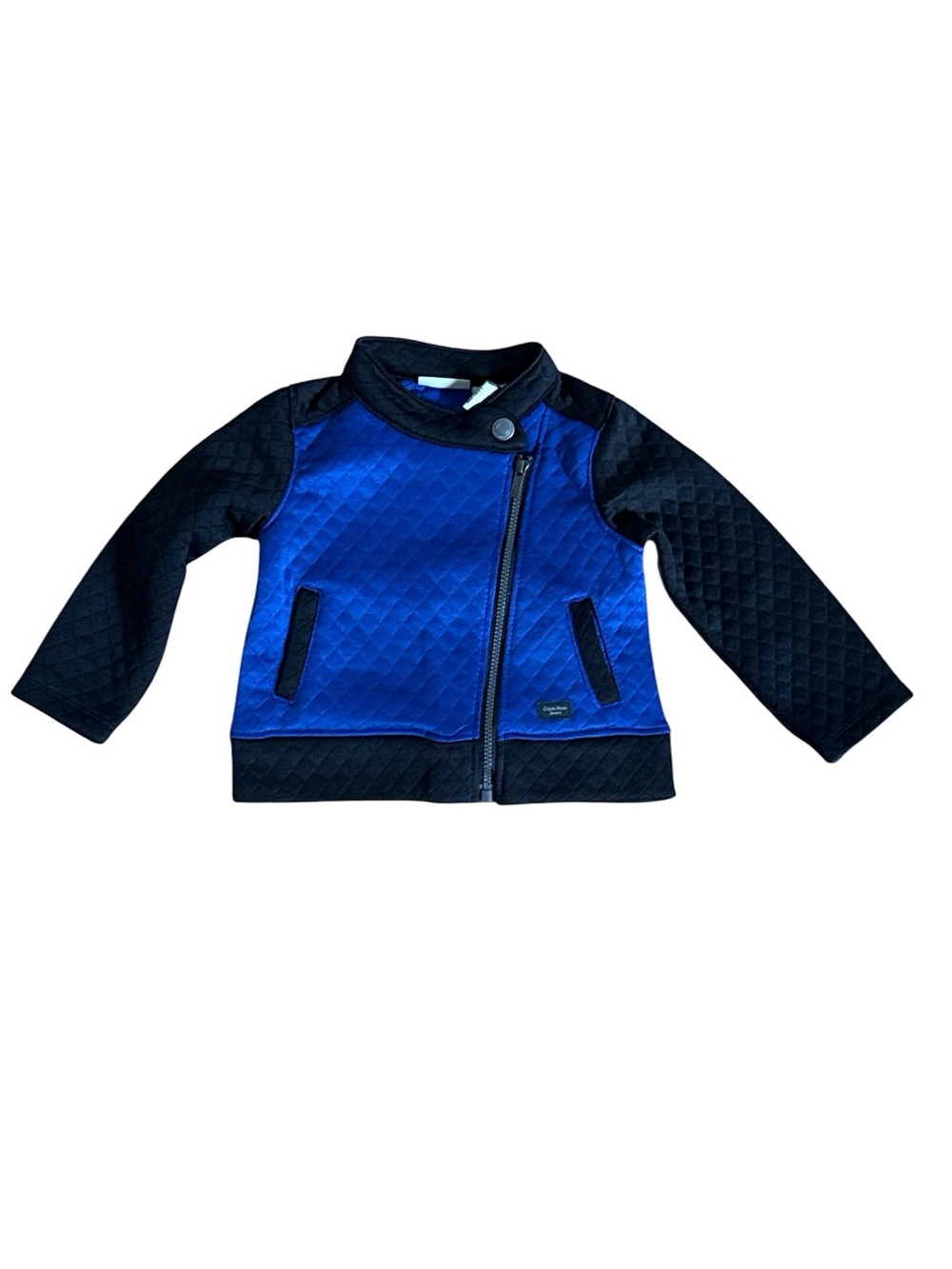 Calvin Klein Quilted Blue and Black Moto Jacket